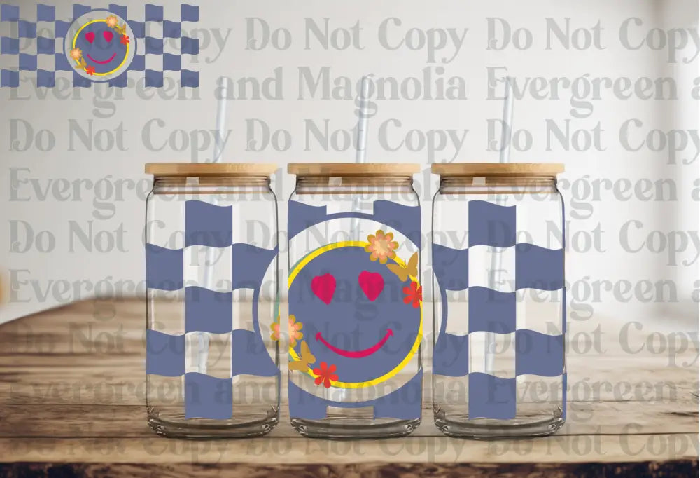 P111 blue checkered smiley face