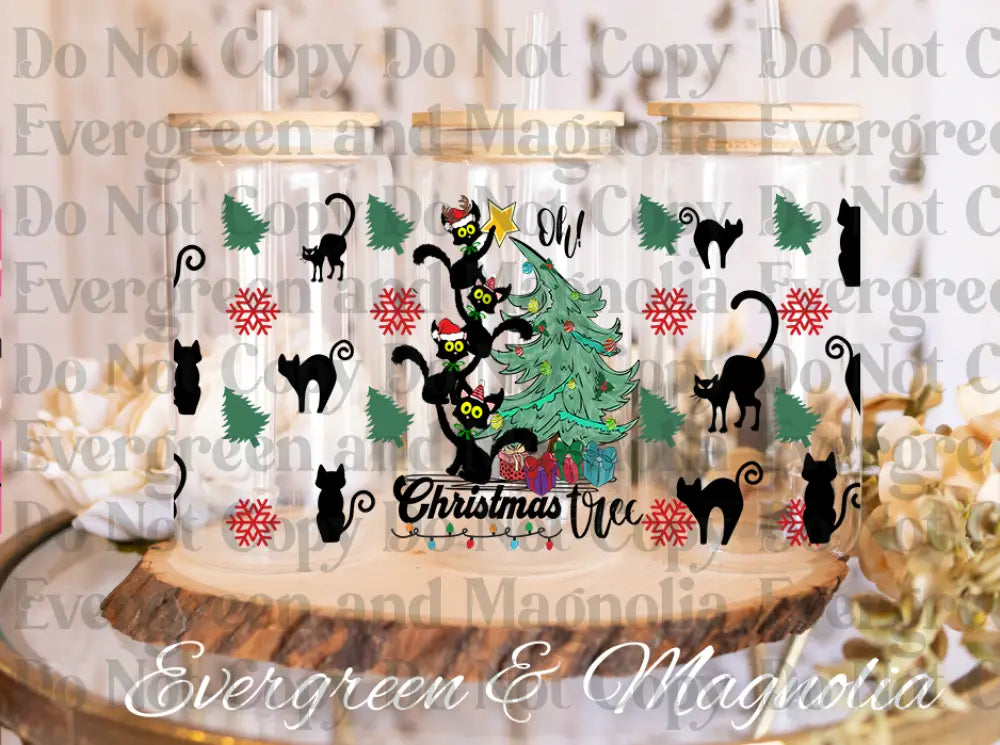 117-Cat Christmas Tree- Cat Black Christmas-animal Christmas