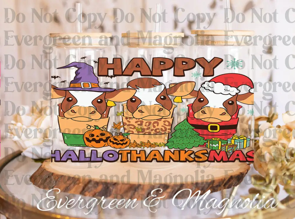 27-Cow Happy Hallothanksmas- Cow Halloween-Cow Pumpkin Fall-Cow Christmas