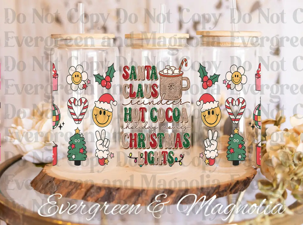 34-Santa Claus reindeer hot cocoa-Retro Christmas