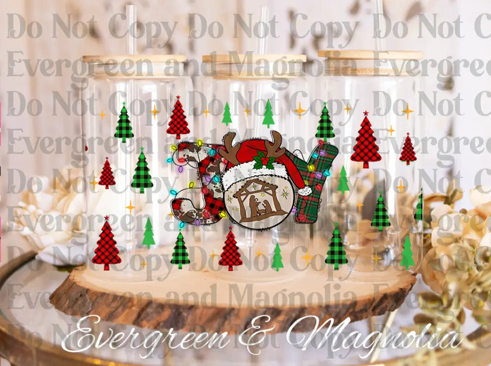 37-Jesus joy christmas- Jesus Christmas-Buffalo Plaid Leopard Christmas