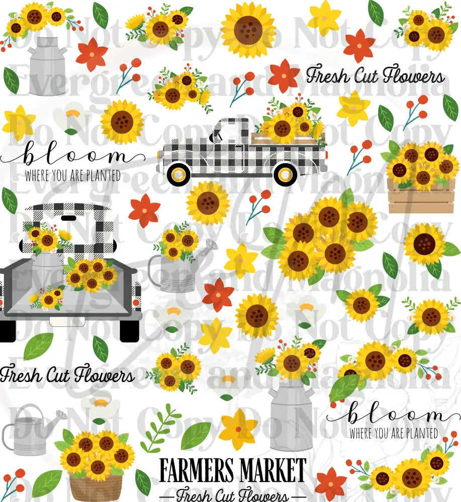 Fresh cut Flowers 11x12 Gang Sheet