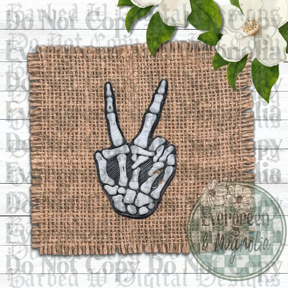 Skelly Peace Sign Charm
