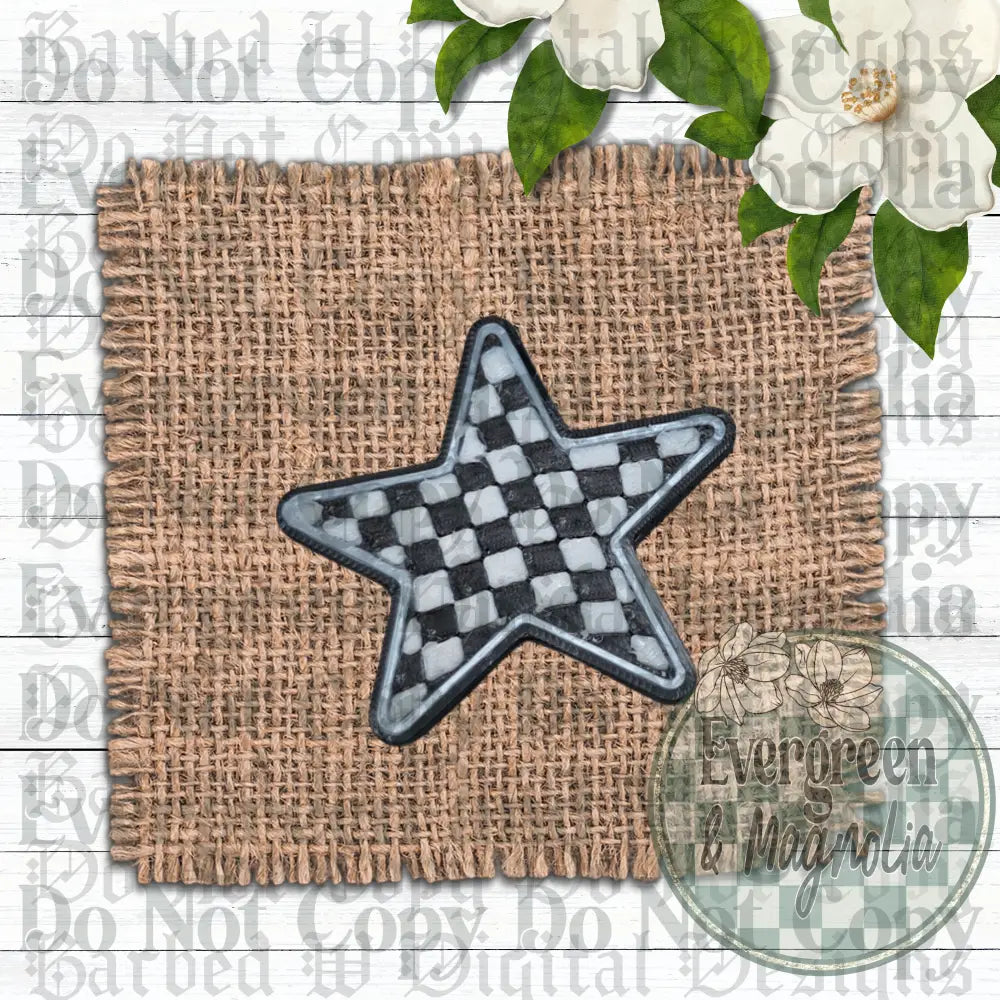 Black Checkered Star Charm