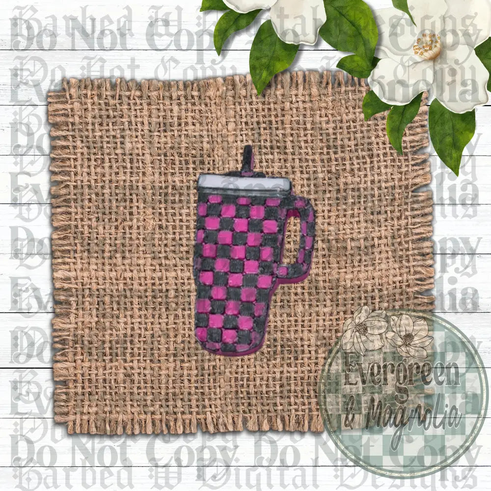 Pink Checkered Tumbler Charm