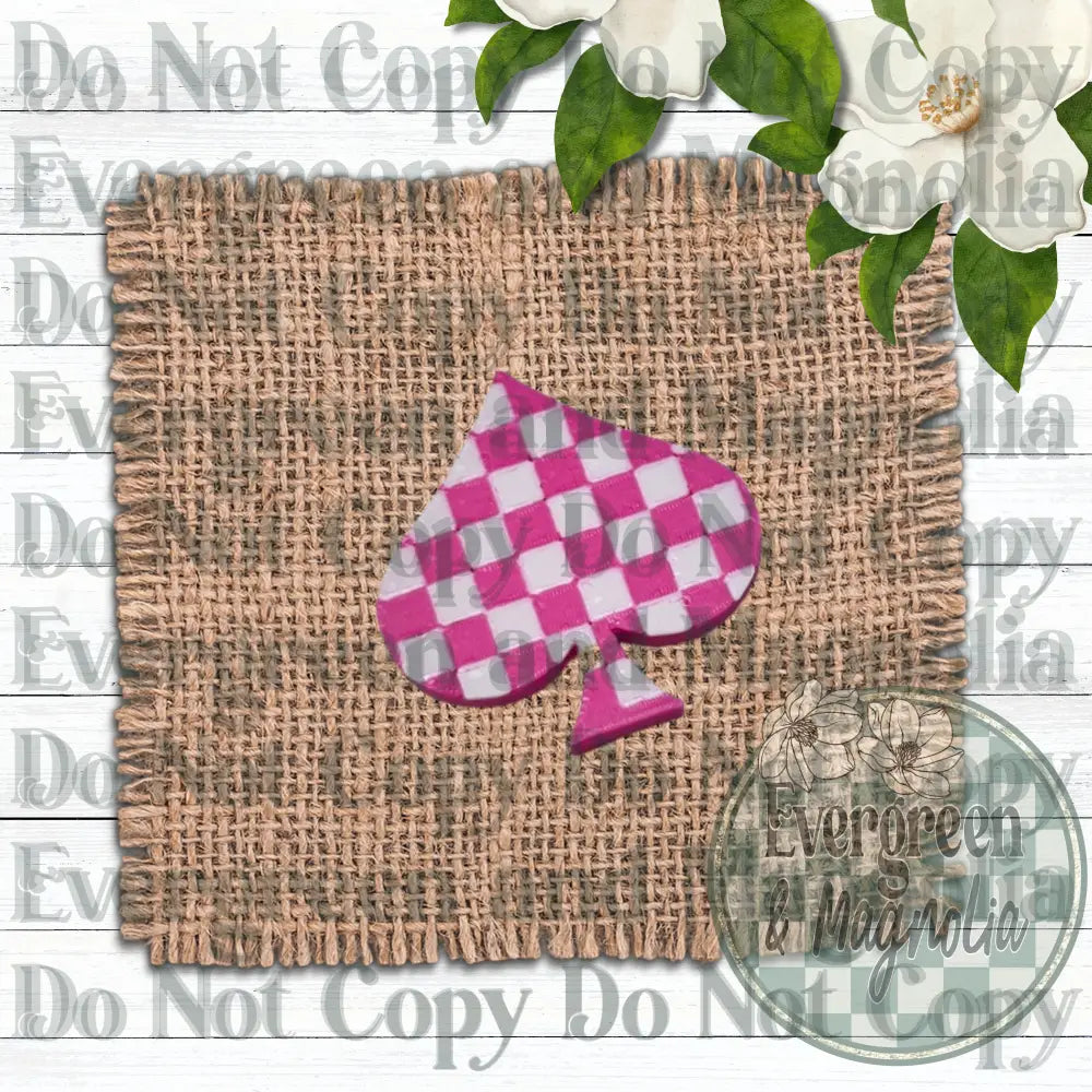 Pink Checkered Spade Charm