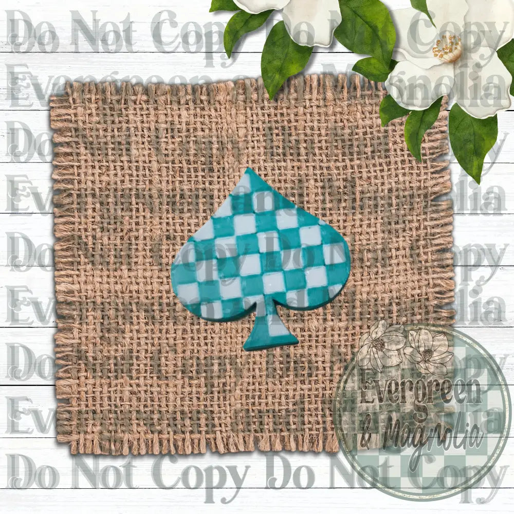 Blue Checkered Spade Charm