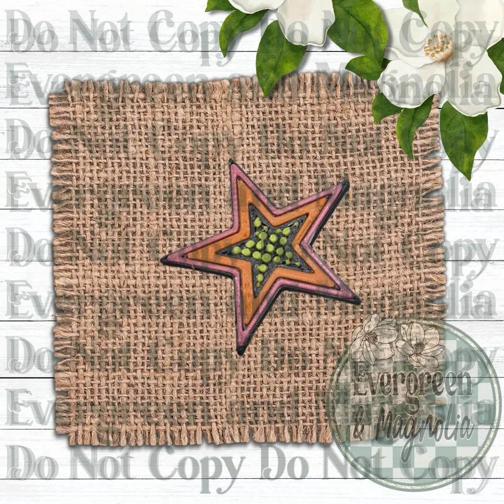 Retro Orange Checkered Star Charm