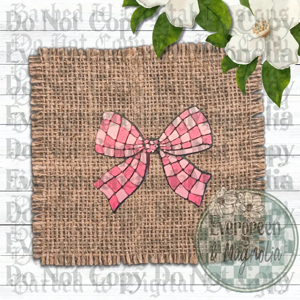 Pink Checkered Bow Charm