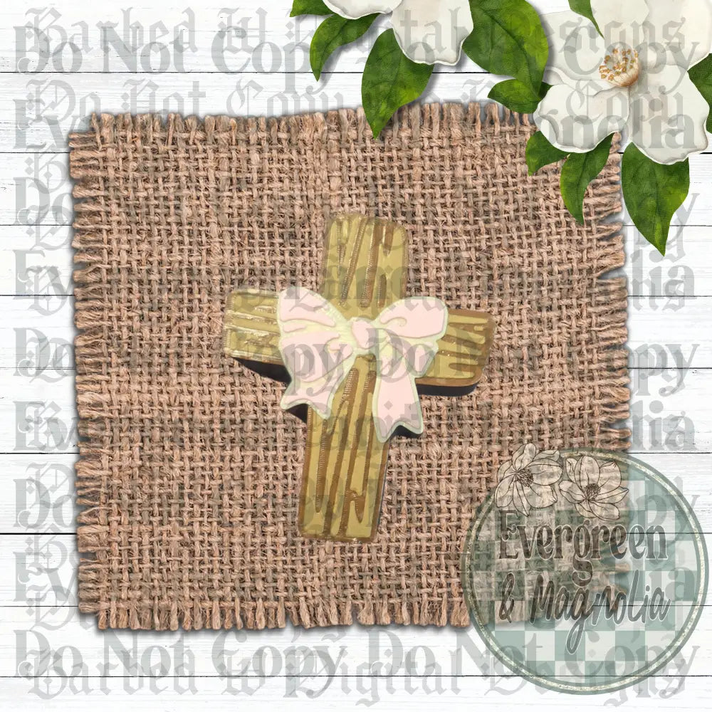Coquette Wooden Cross Charm