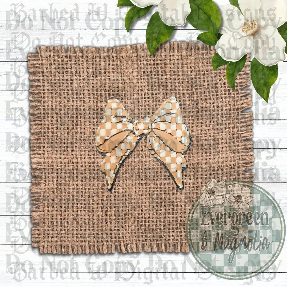 Orange Checkered Bow Charm