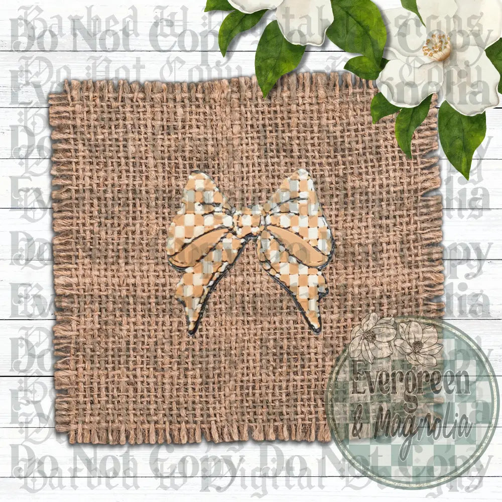 Orange Checkered Bow Charm