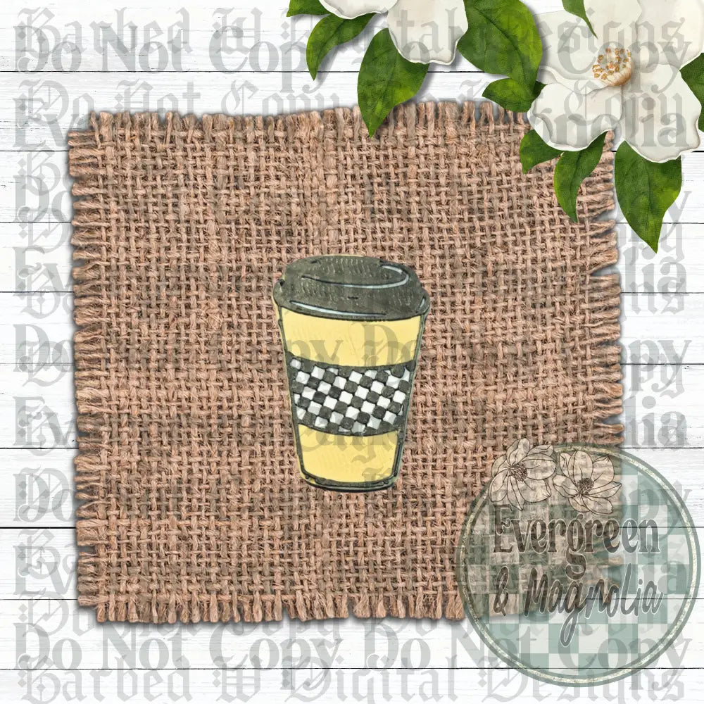 Checkered Coffee Charm