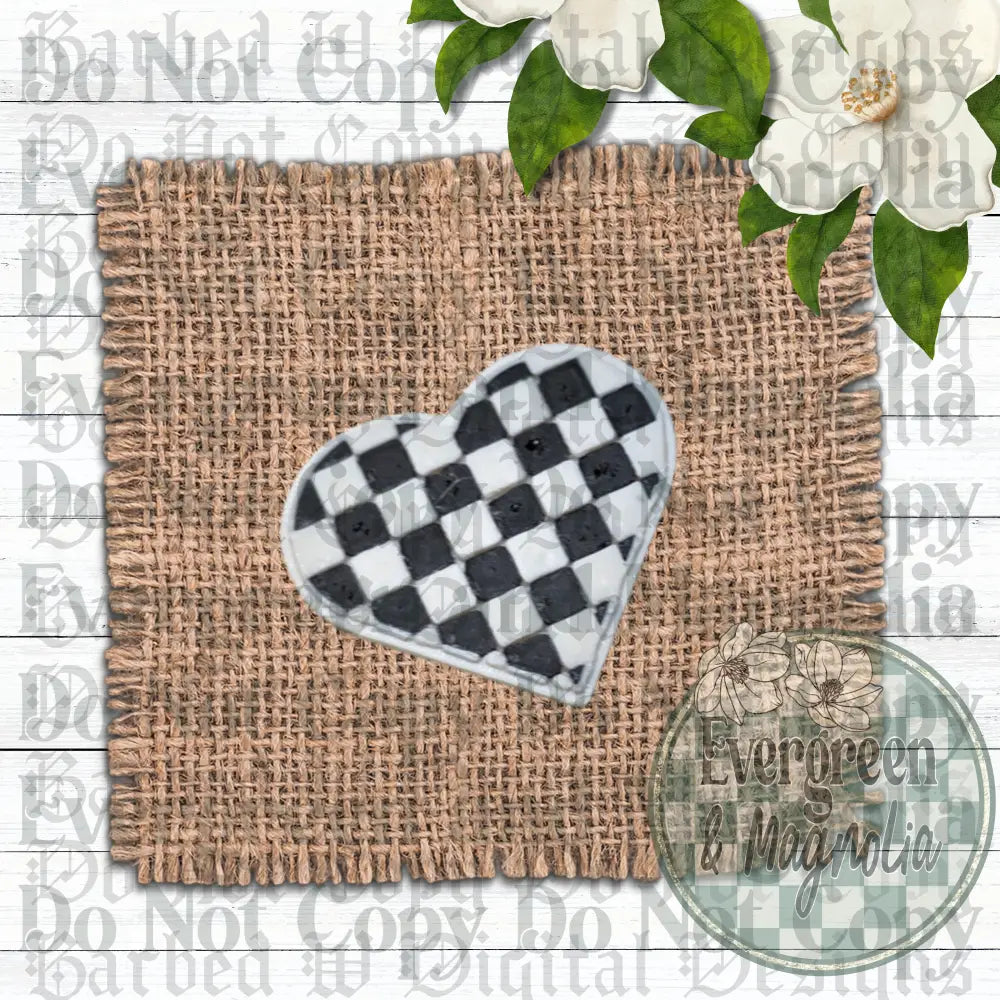 Checkered Heart Charm
