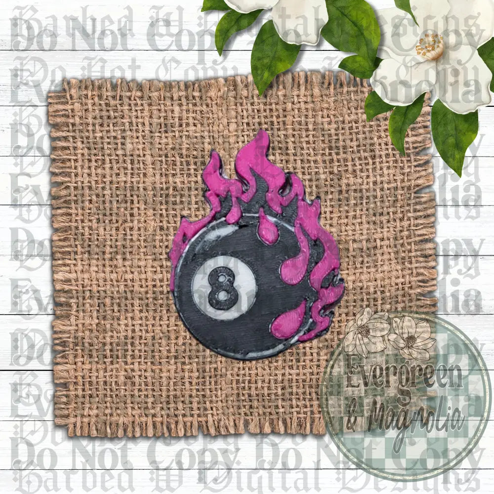 Pink Flame 8 Ball Charm