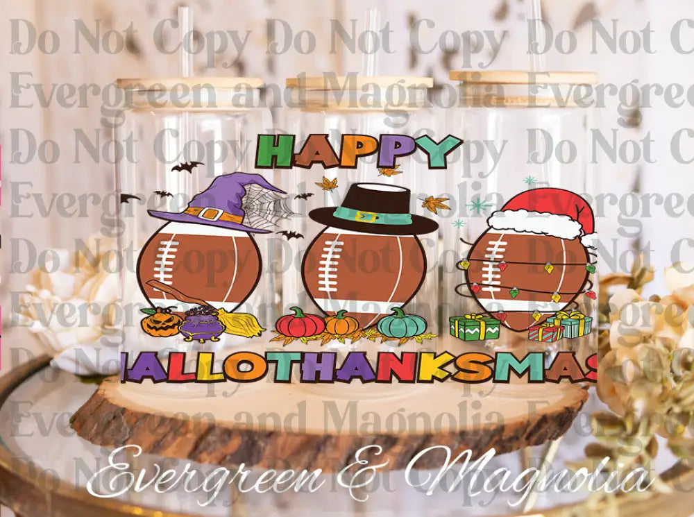 43-Football Happy Hallothanksmas-Football Halloween-Pumpkin Fall Football-Football Christmas