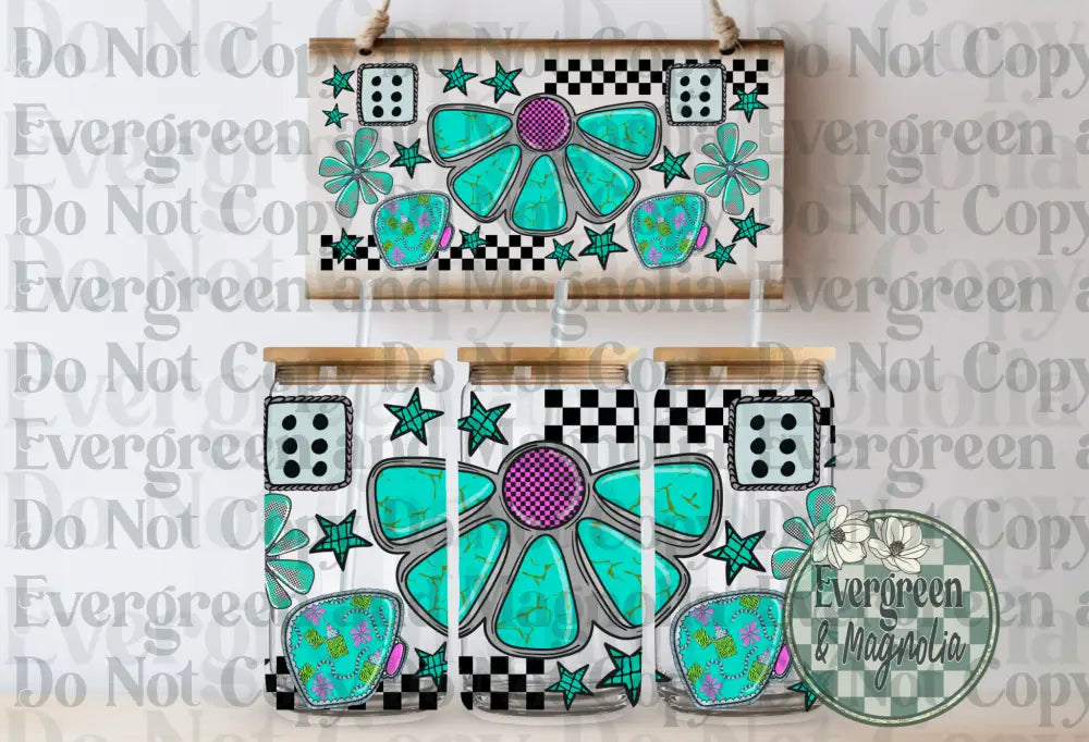 Pink Checkered Turquoise