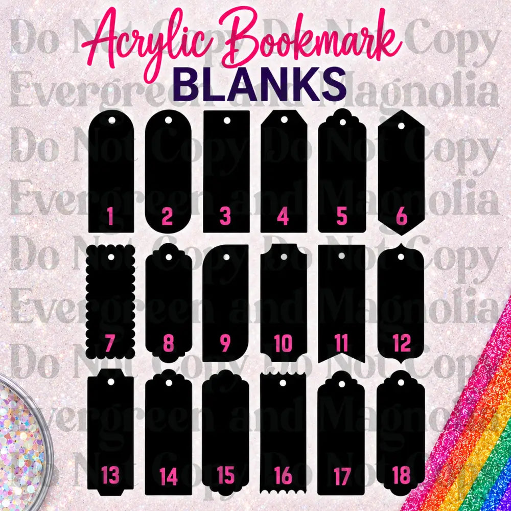 Clear Acrylic Bookmark Blanks – 2x6 | Multiple Designs