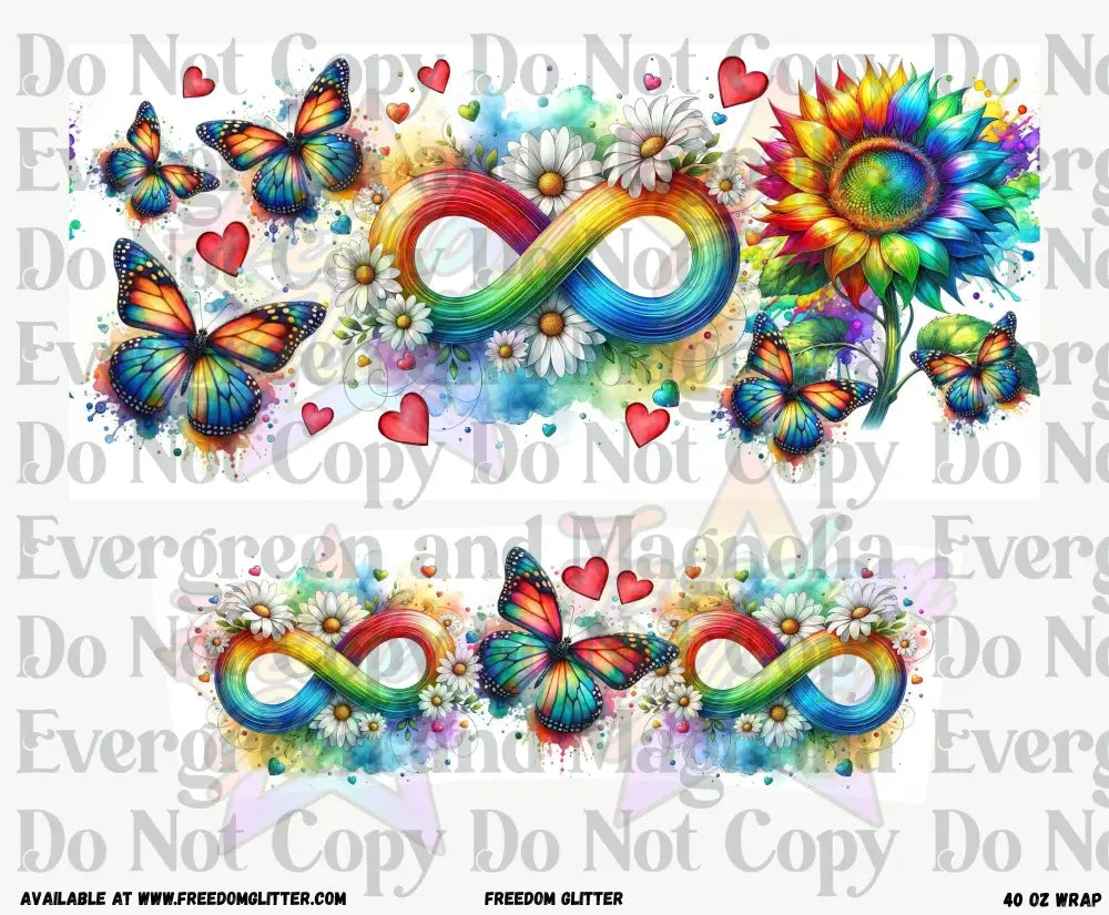 Autism - Infinity & Butterflies 40oz Wrap (Printed Vinyl)