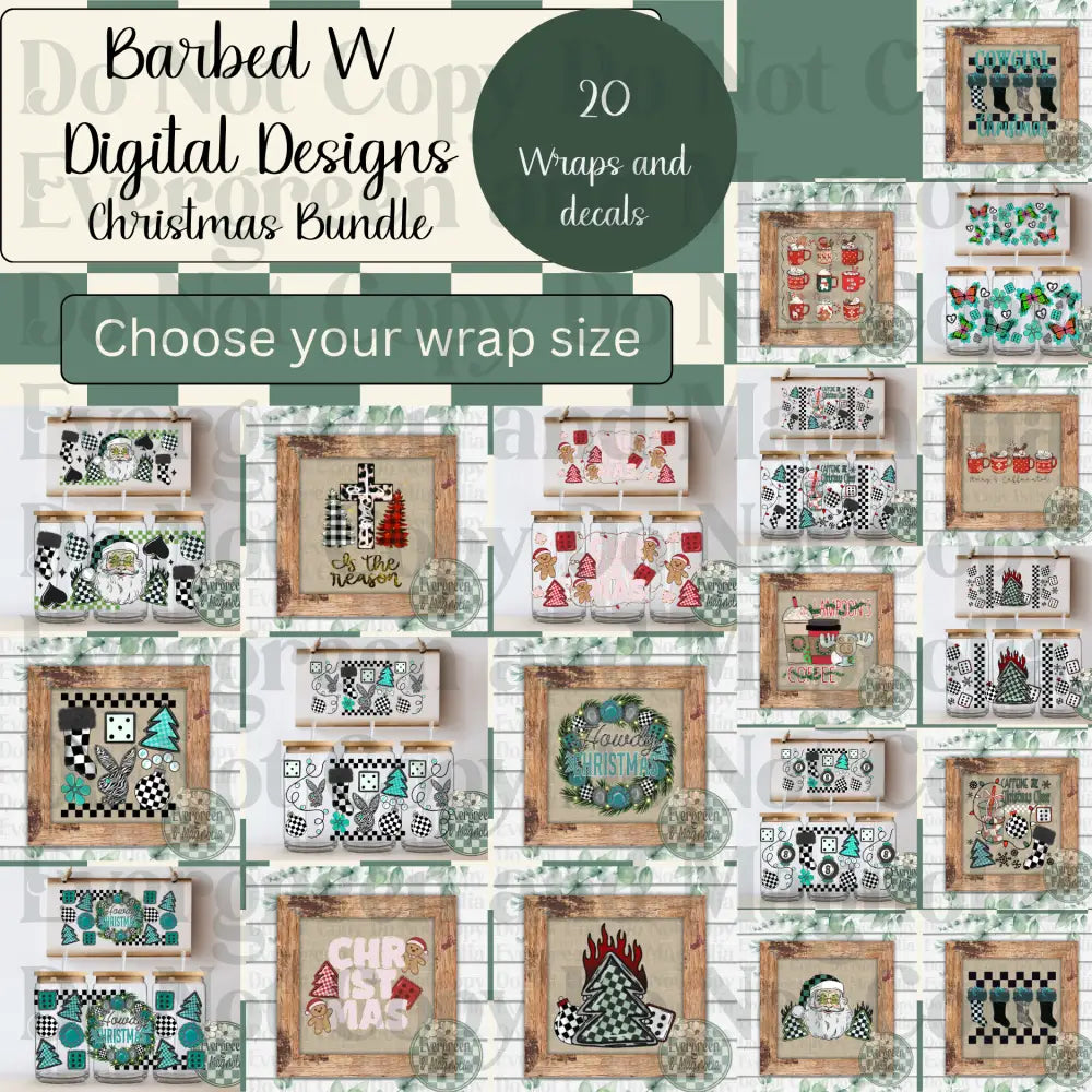 Barbed W. Digital Designs Christmas Wrap & Decal Bundle