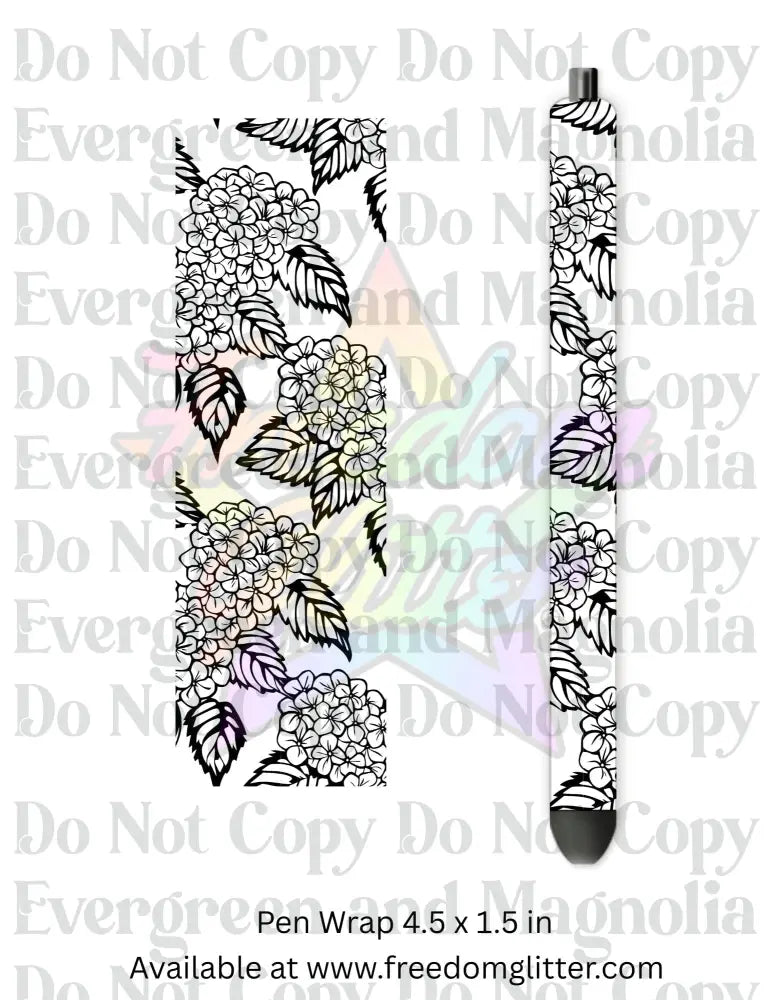 Black & White Floral Outline 11 (Printed Vinyl)