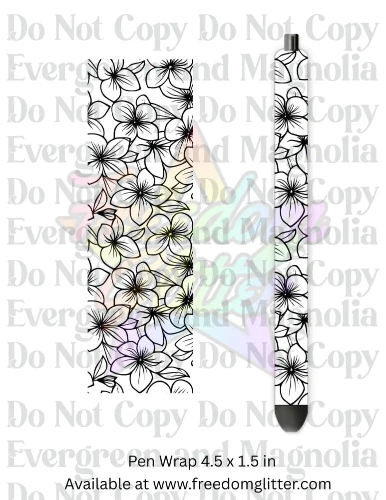 Black & White Floral Outline 12 (Printed Vinyl)