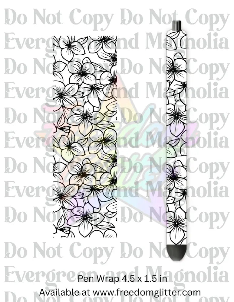 Black & White Floral Outline 12 (Printed Vinyl)