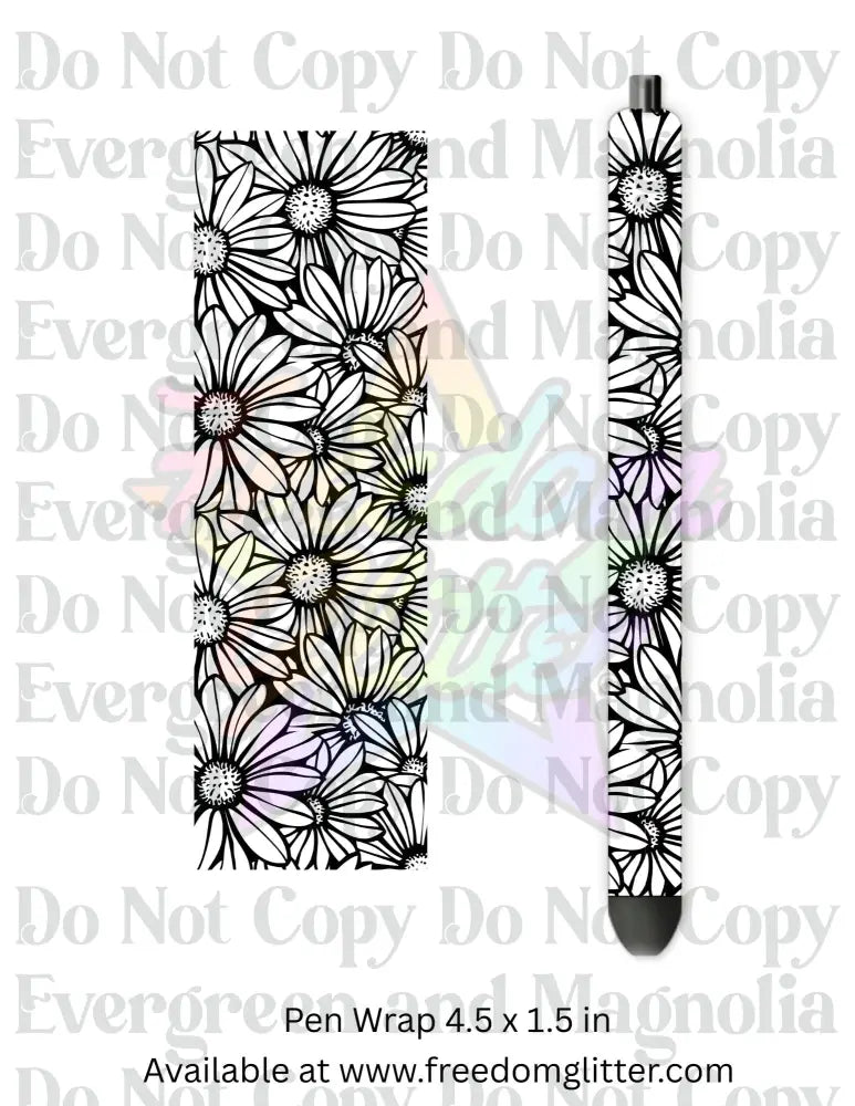 Black & White Floral Outline 2 (Printed Vinyl)