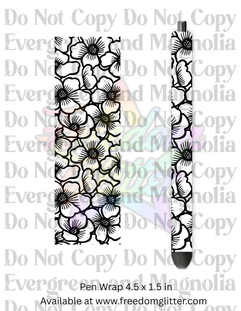 Black & White Floral Outline 5 (Printed Vinyl)