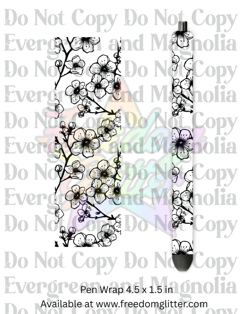 Black & White Floral Outline 7 (Printed Vinyl)