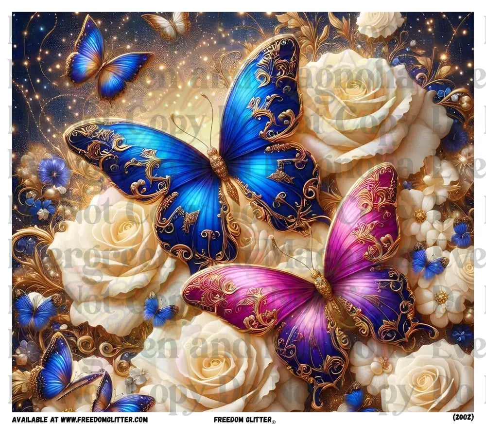 Blue and Purple Butterflies & Roses (Printed Vinyl)