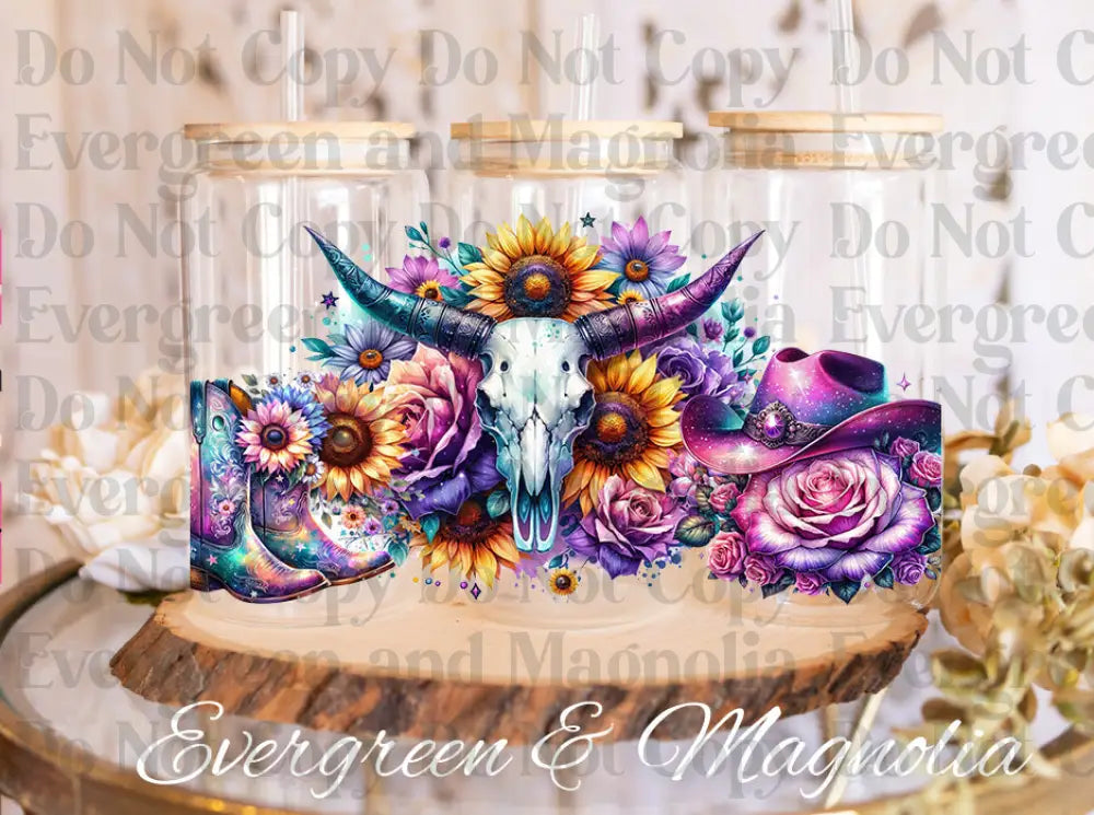 Boho Bull Skull UV DTF print