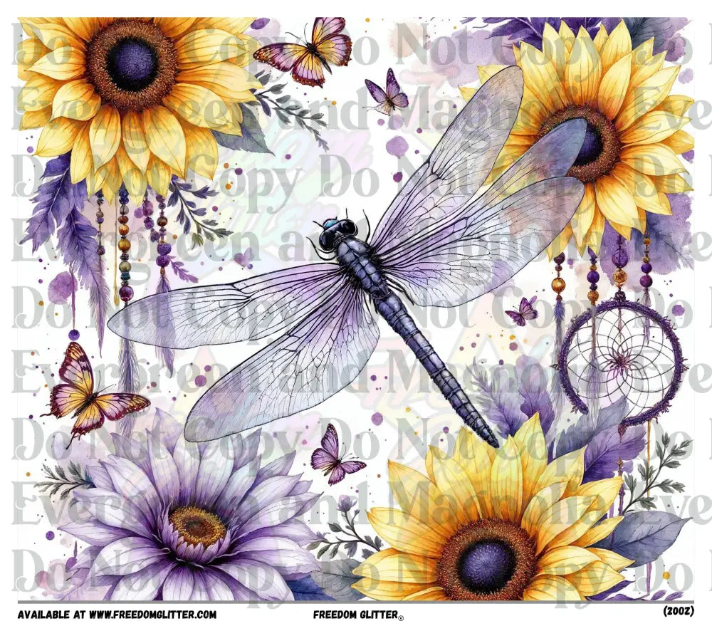 Boho Dragonfly & Sunflowers (Printed Vinyl)
