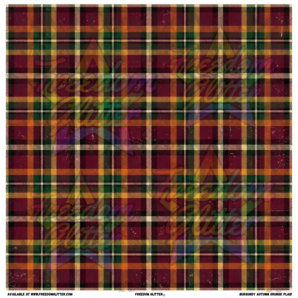 Burgundy Autumn Grunge Plaid (Printed Vinyl)