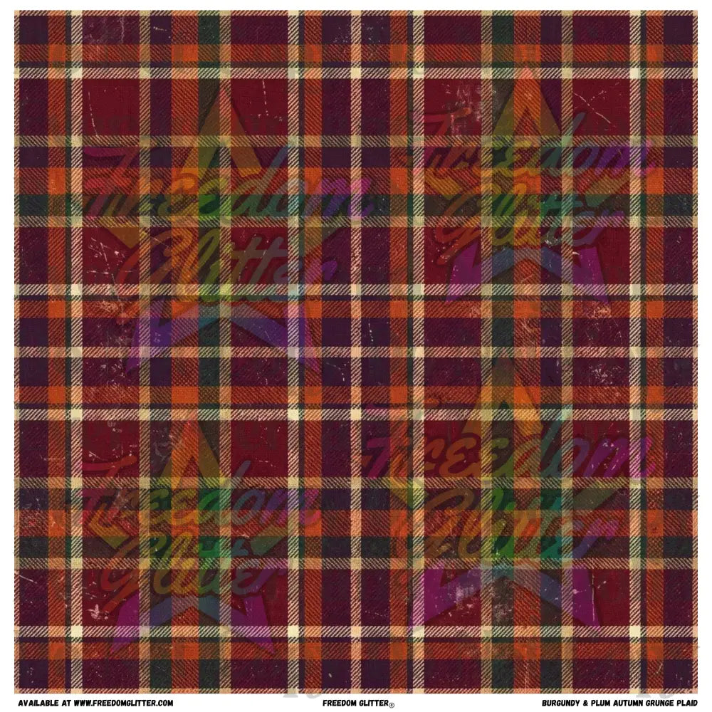 Burgundy & Plum Autumn Grunge Plaid (Printed Vinyl)