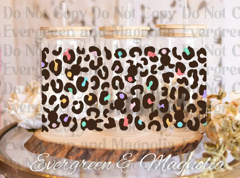 Can Glass_Bunny Easter Leopard UV DTF print
