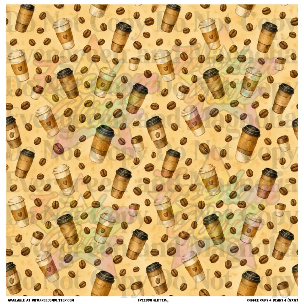 Coffee Cups & Beans 4 (Printed Vinyl)