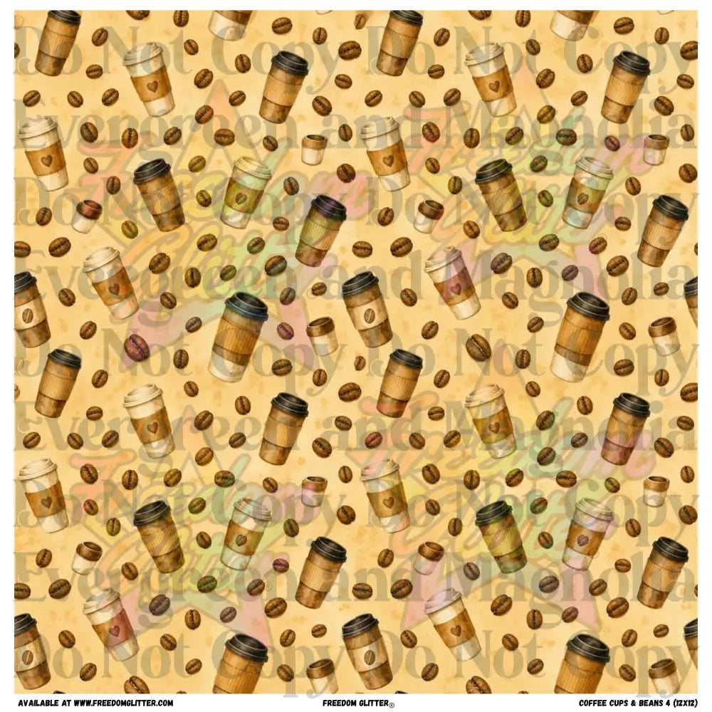 Coffee Cups & Beans 4 (Printed Vinyl)