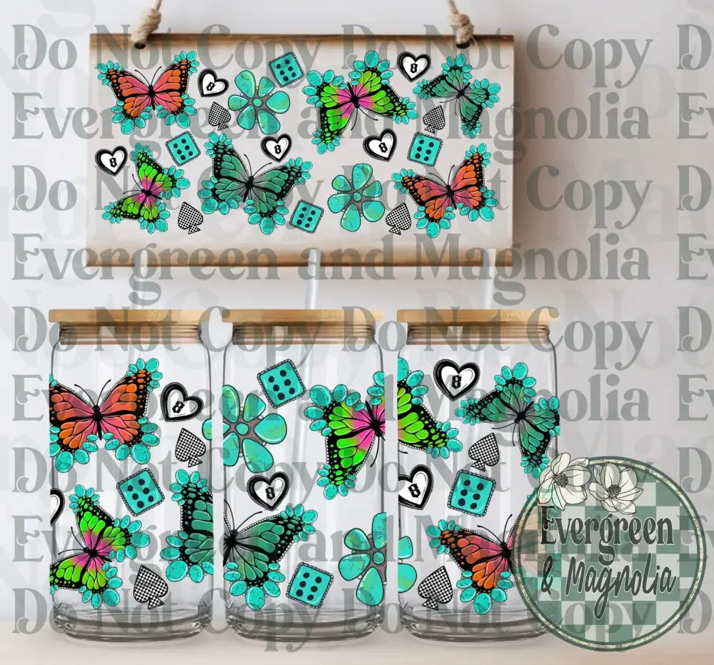Turquoise Butterflies Wrap