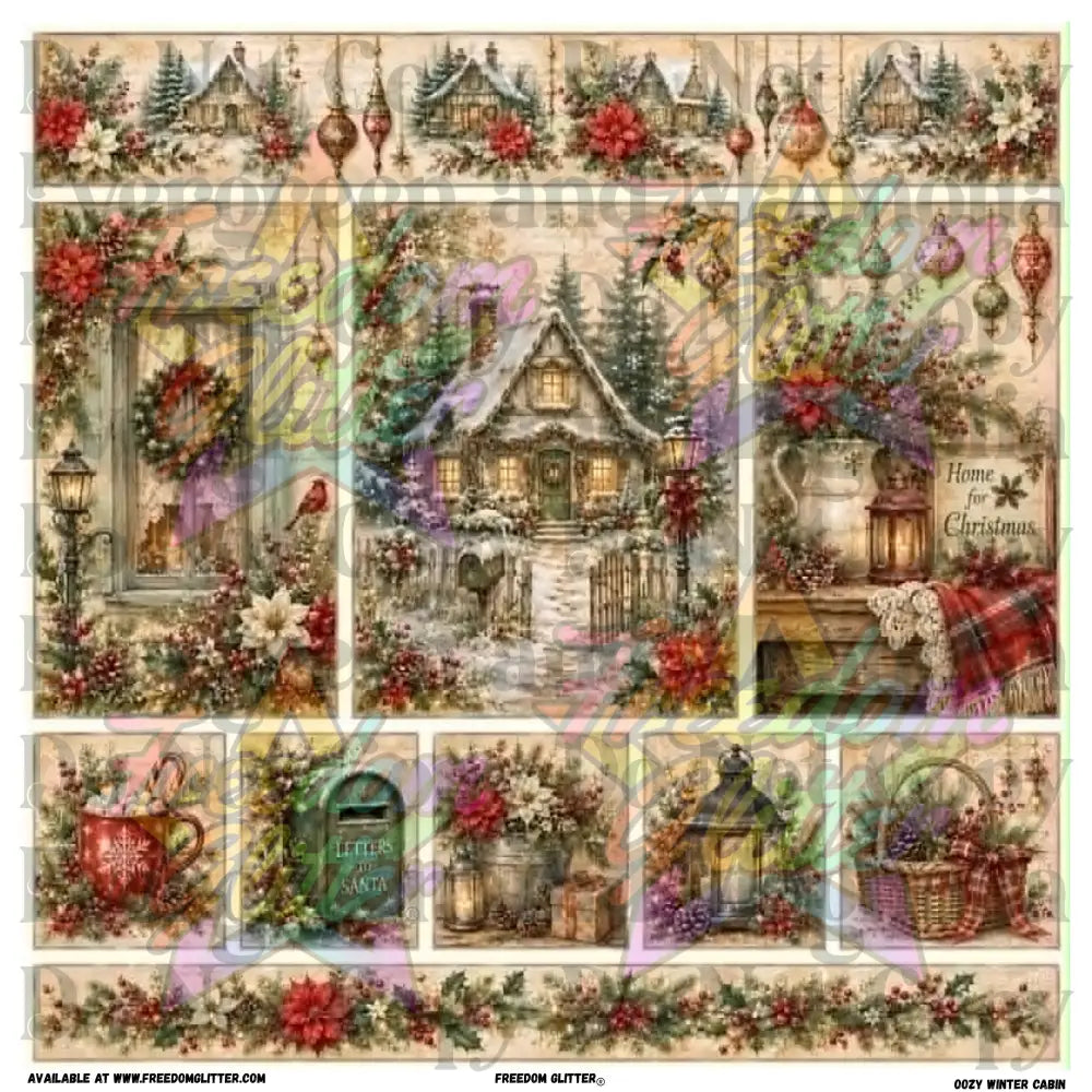 Mixed Image Sheet - Cozy Winter Cabin (Printed Vinyl)