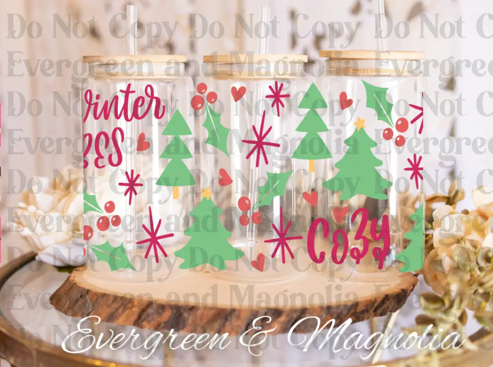 Cozy Winter Vibes Green & Pink
