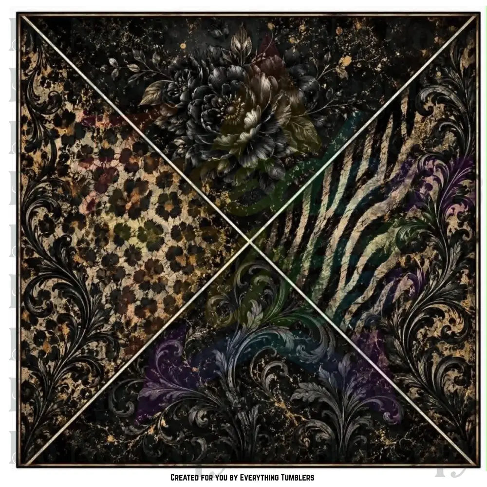 Dark Floral & Leopard Print Triangles (Printed Vinyl)