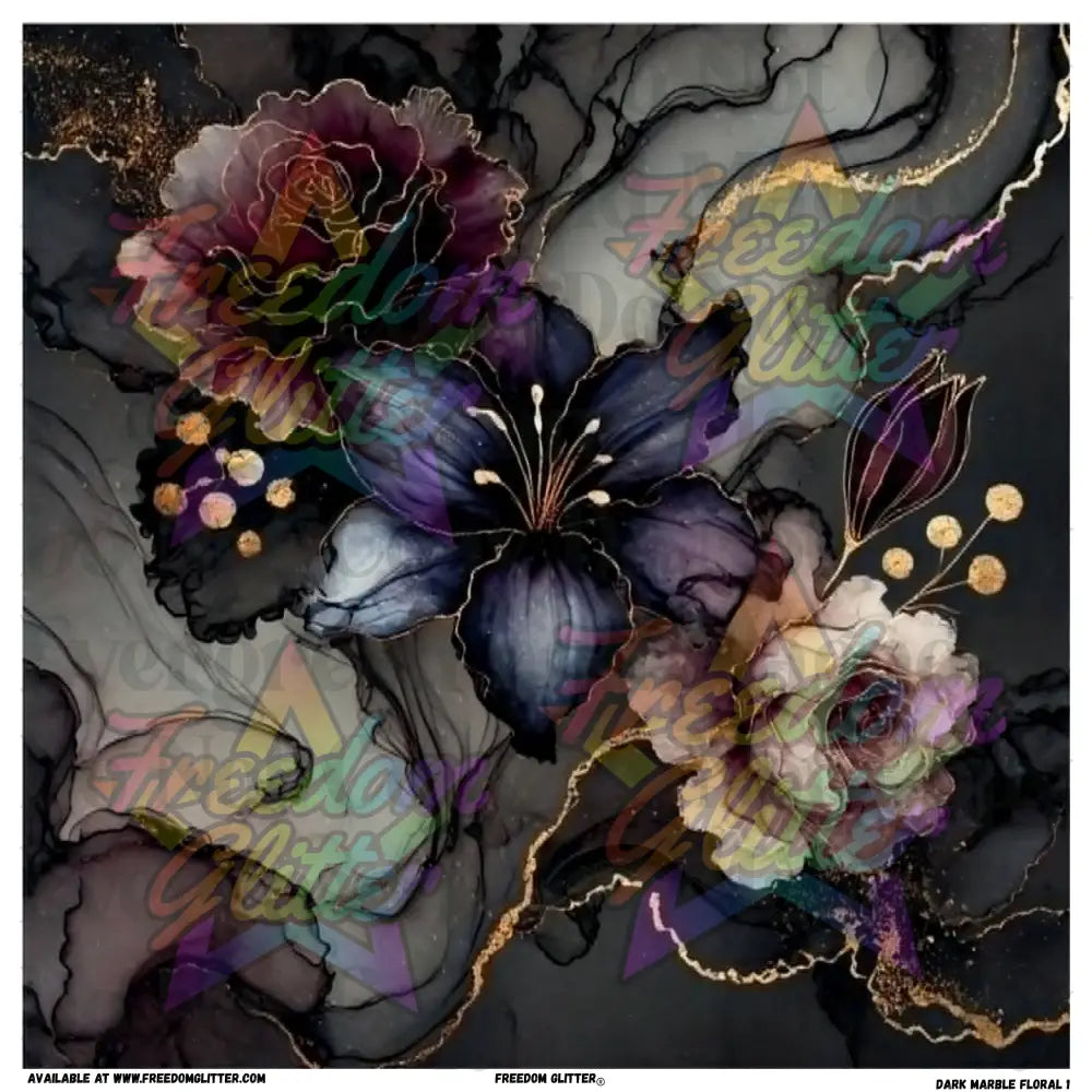 Dark Marble Floral 1 (Printed Vinyl)