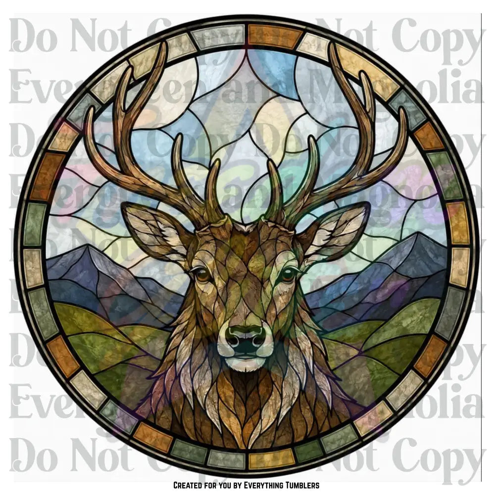Deer Stained Glass Circle (Printed Vinyl)