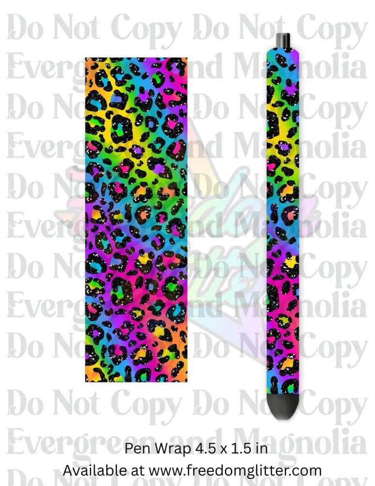 Glittery Neon Rainbow Ombre Leopard (Printed Vinyl)