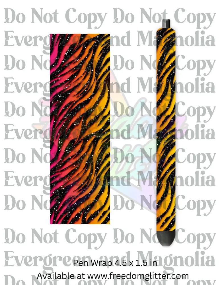 Glittery Neon Rainbow Ombre Zebra (Printed Vinyl)
