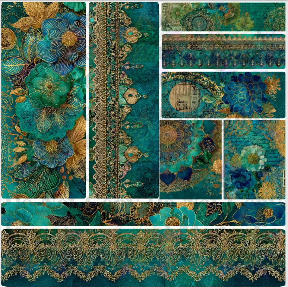 Mixed Image Sheet - Gold & Teal 3 (Printed Vinyl)