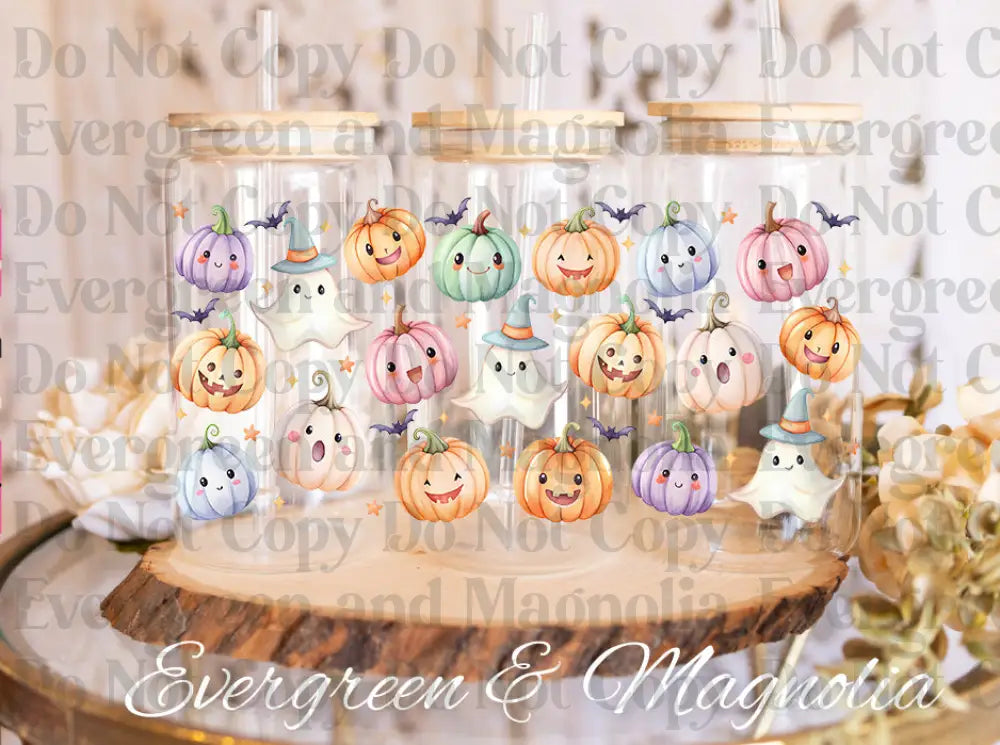 HalloweenPumpkinsLibbeyGlassWrap UV DTF print