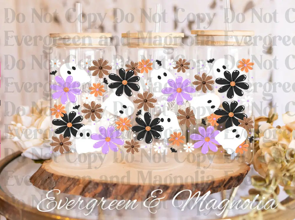 Halloweenfloralghostwrap UV DTF print