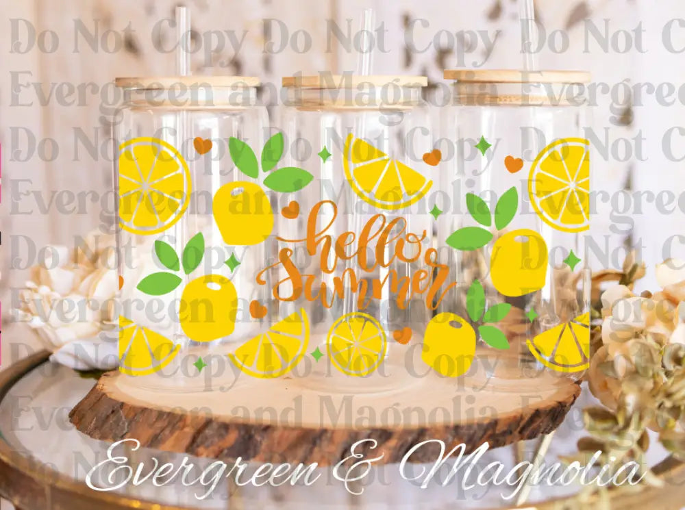 Hello Summer Lemon UV DTF print